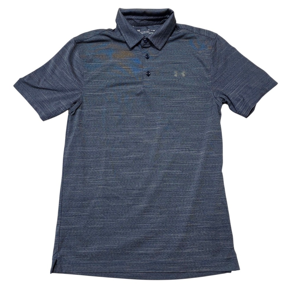 Under Armour Playoff Polo Shirt Mens Small‎ Blue Polyester Spandex Heathered